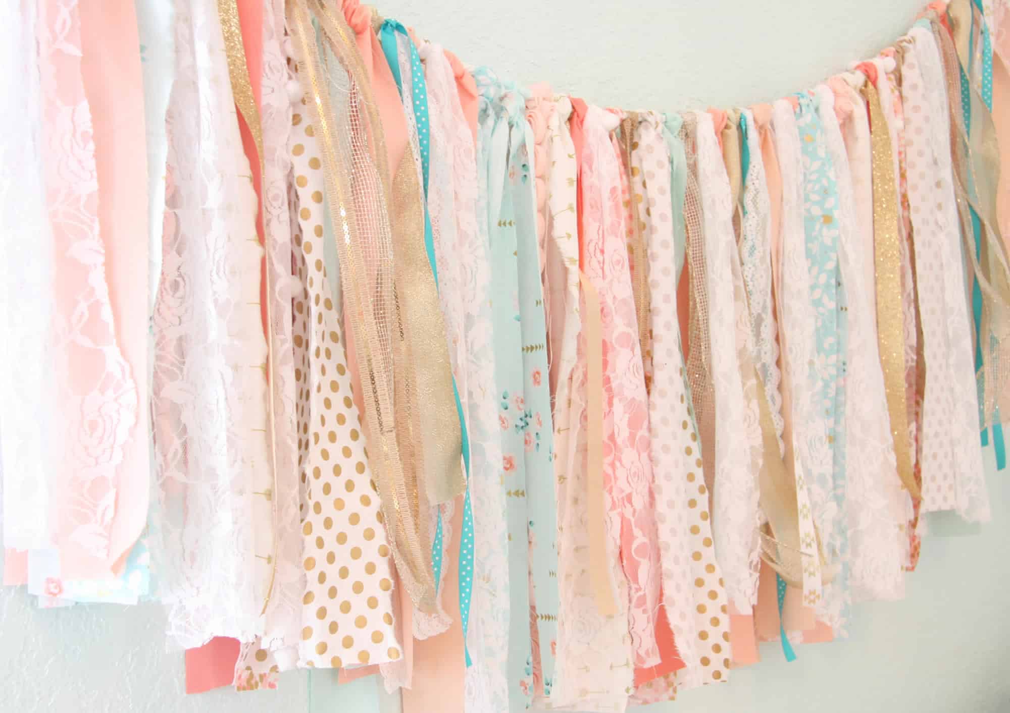 close up of colorful fabric garland