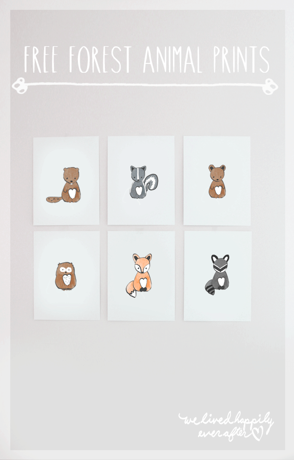 a set of 6 forest animal printable wall art