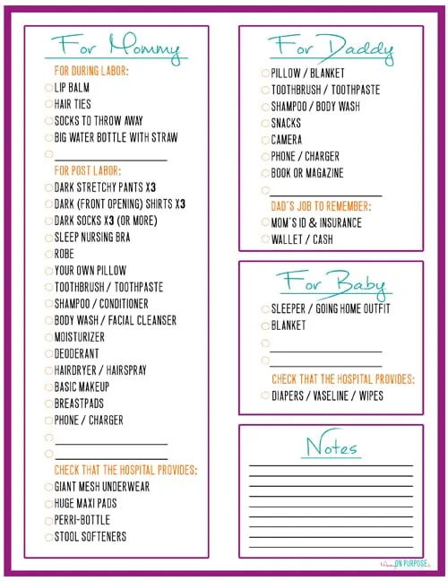 Baby Checklists: Hospital Bag Checklist - unOriginal Mom