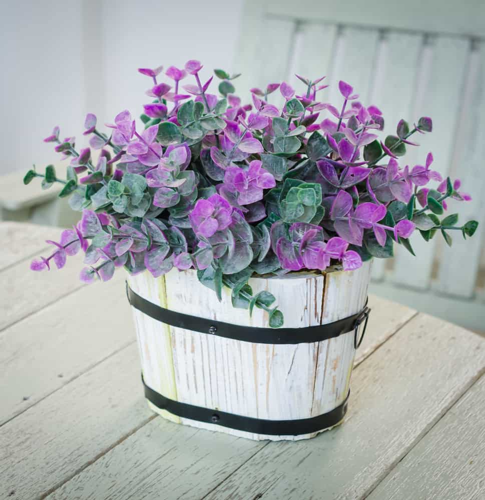 Fake purple flower in vase