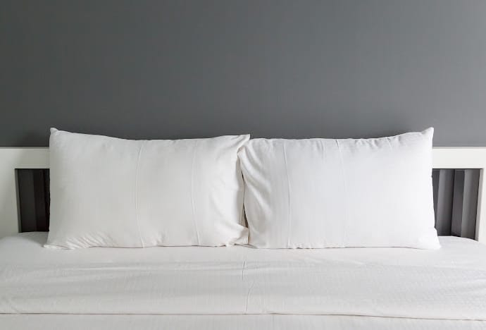 bed with white bedding