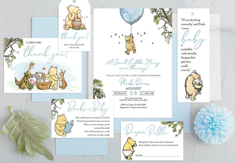 Classic Winnie The Pooh Invitation Card