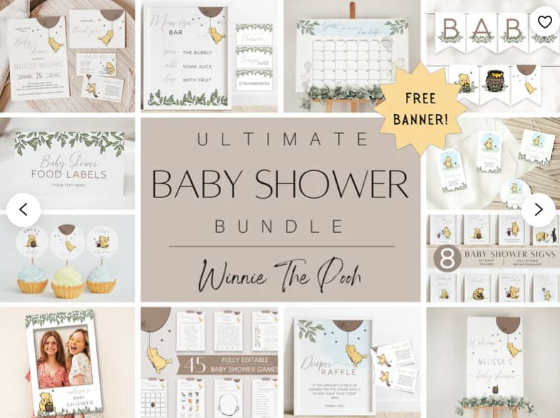winnie the pooh baby shower bundle