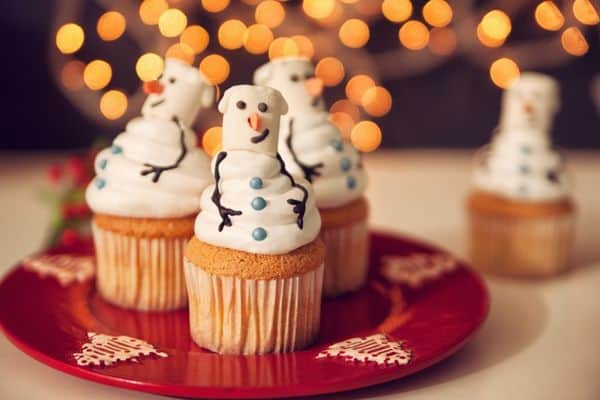 cute snowman cupcake for kids