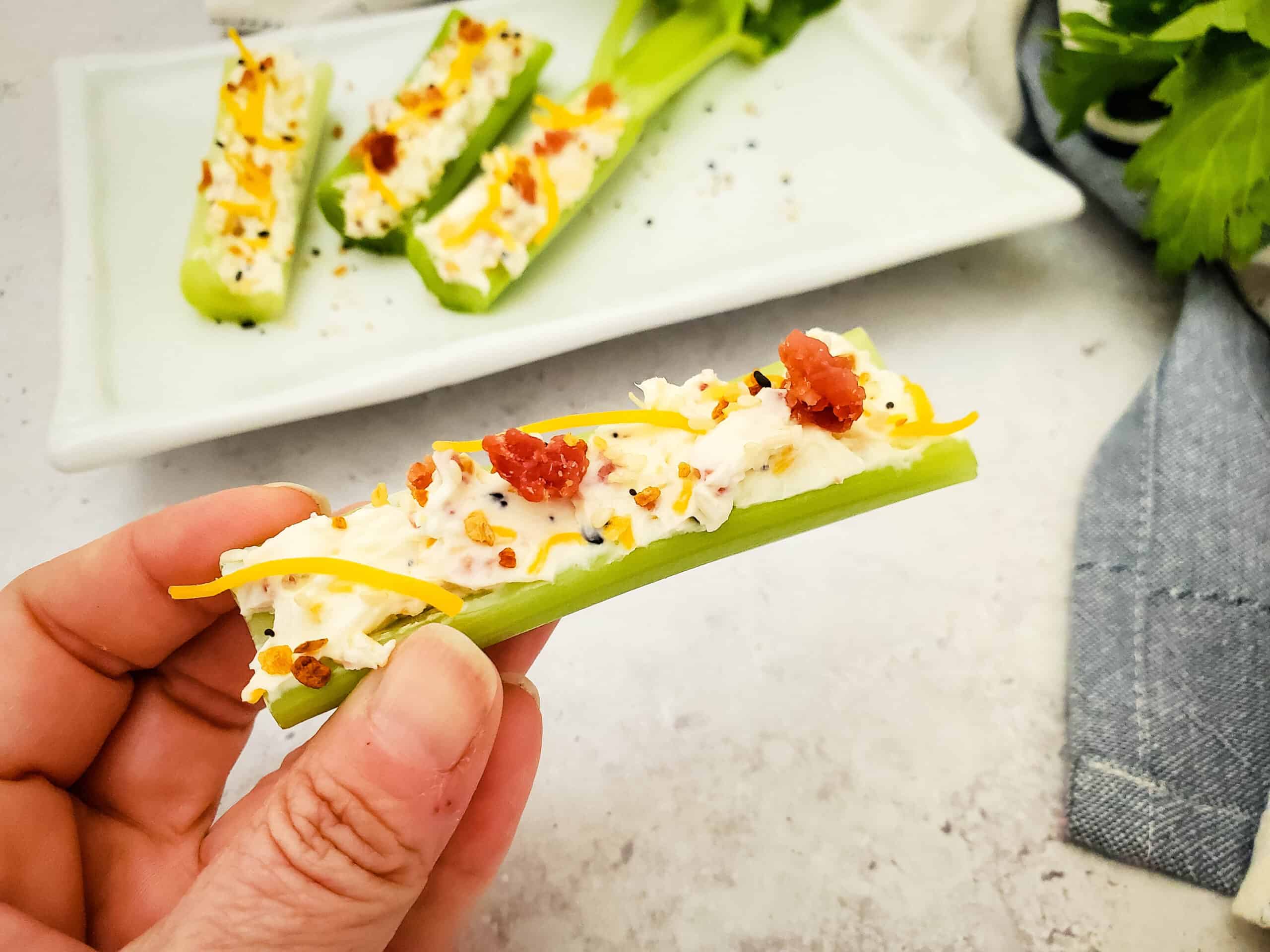 bacon and cheese stuffed celery