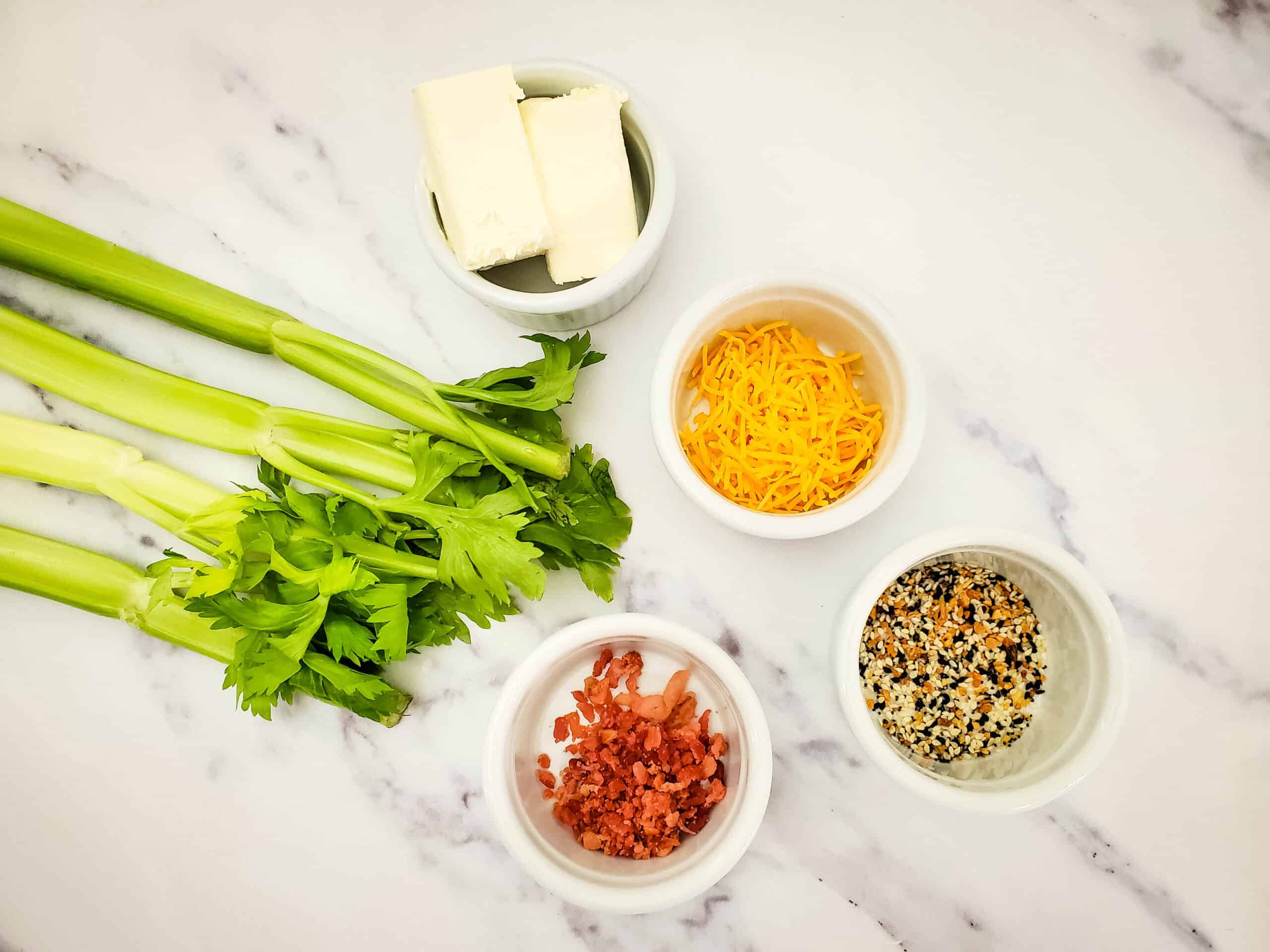 ingredients for bacon and cheese stuffed celery