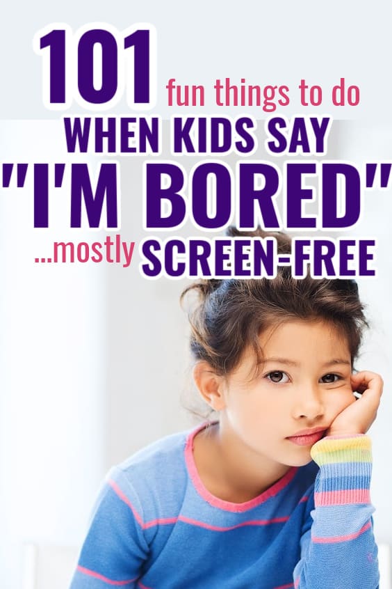 girl looking bored - pin image for what to do when your bored for kids