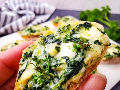 Spinach and Artichoke Crostini