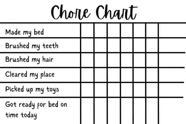 chore chart for young children