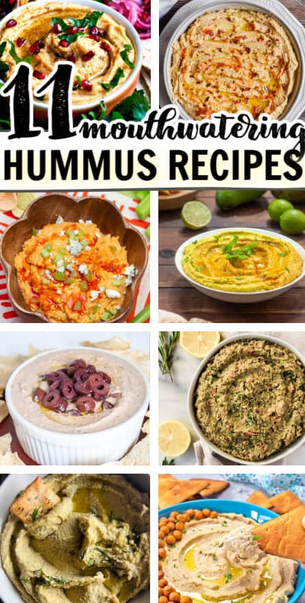 various homemade hummus dips