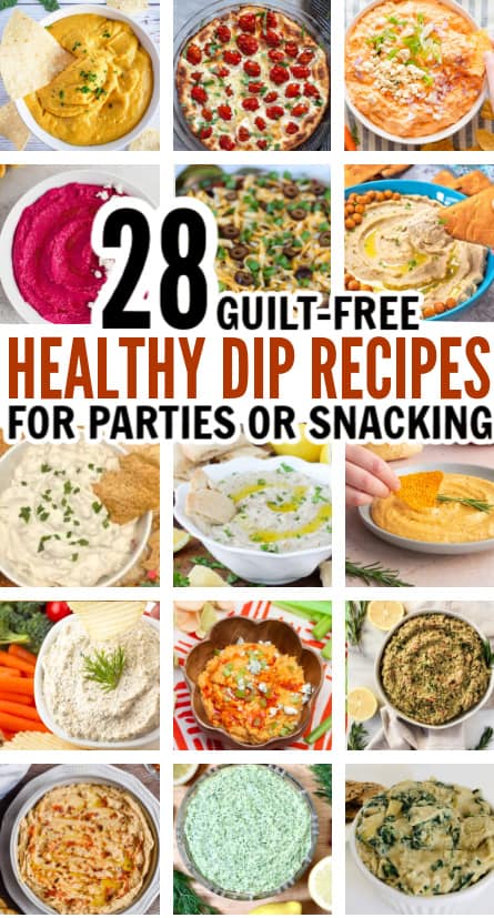 various images of healthy dip recipes