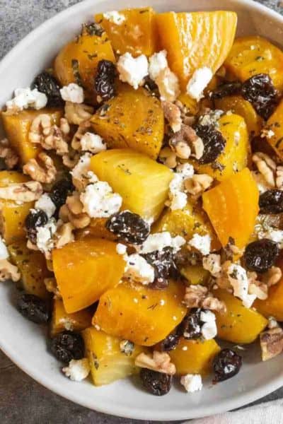 Golden Roasted Beets with Cherries & Tarragon Brown Butter Vinaigrette