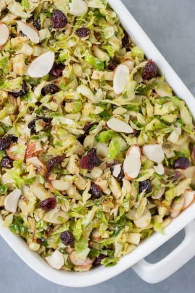 christmas side dishes shaved brussel sprout salad