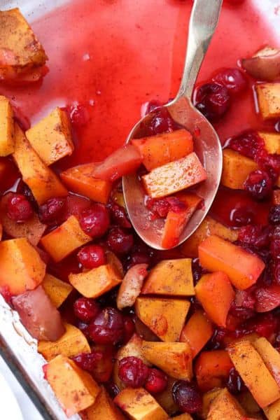 Roasted Butternut Squash with Cranberries and Apples