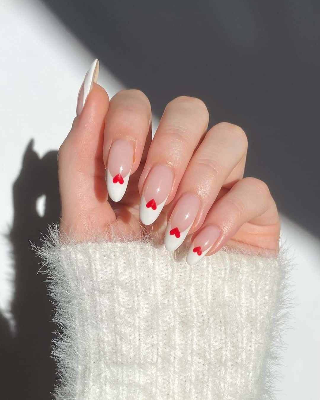 valentine's heart minimalist nails