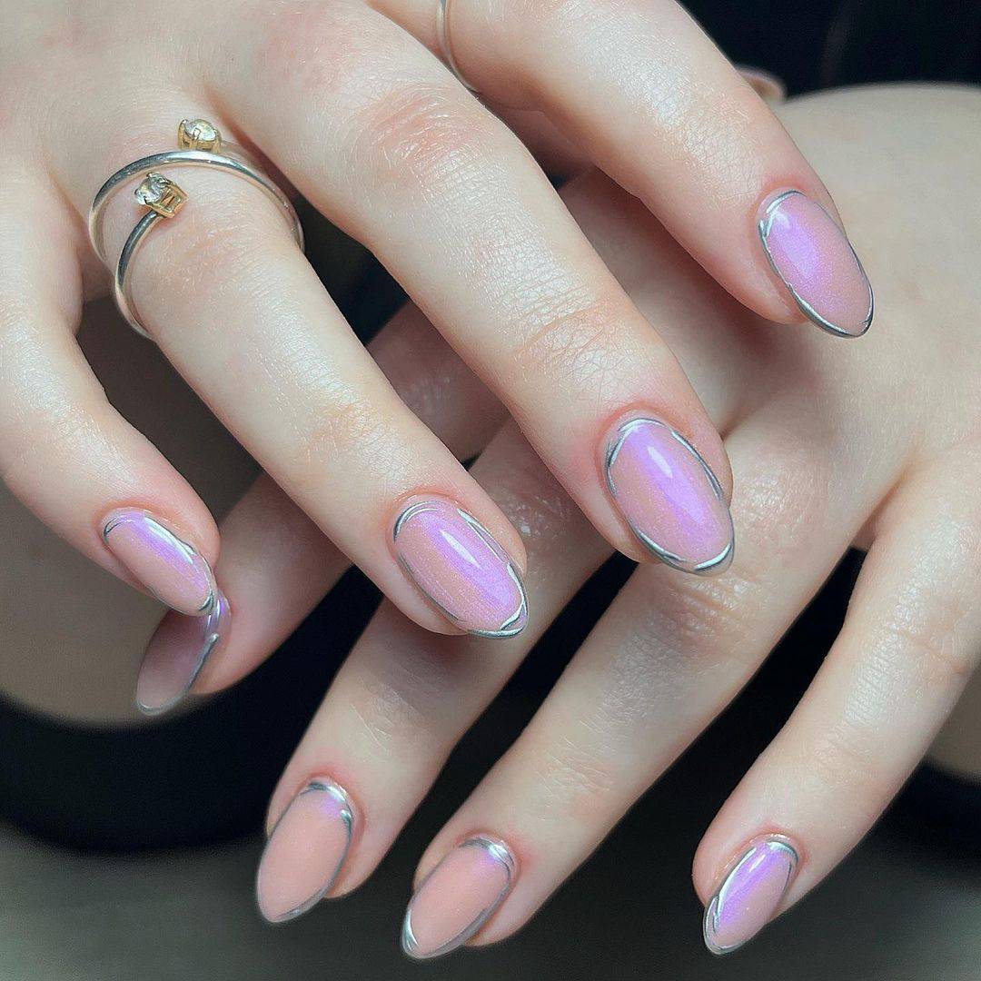 opal and silver minimalist nails