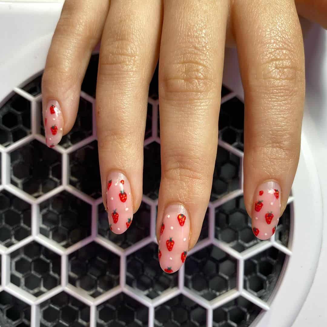 strawberry summer nails