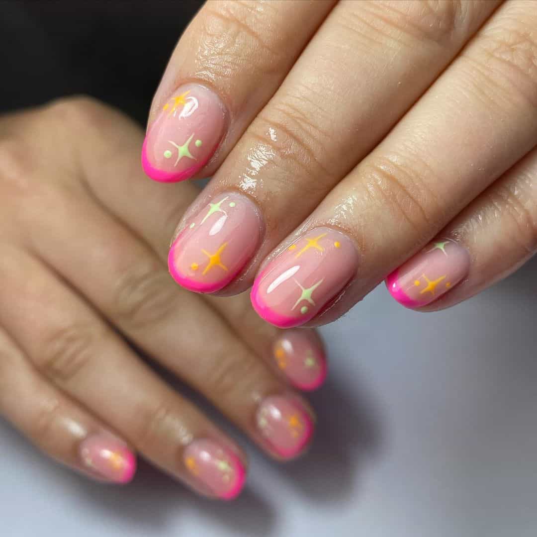 pink and orange summer nails