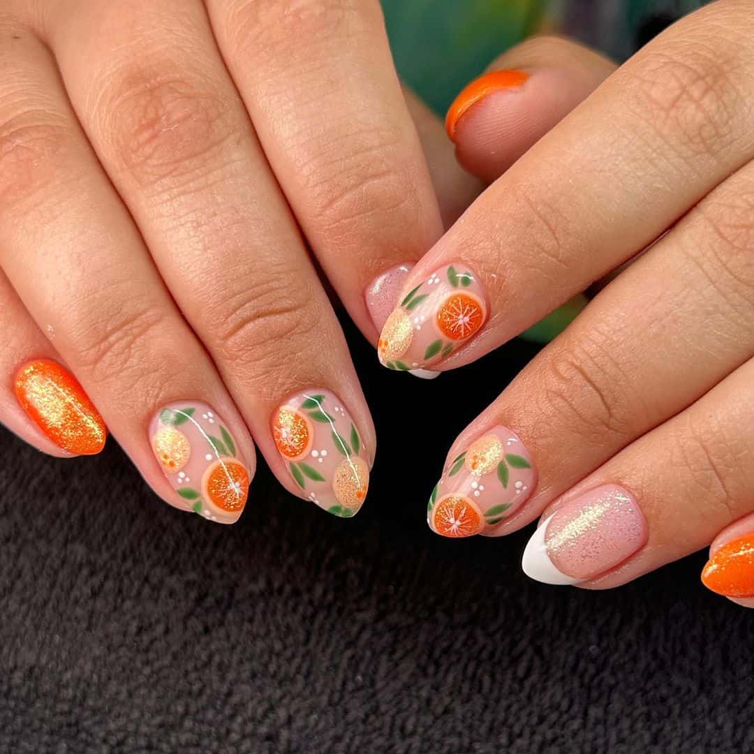 orange summer nails