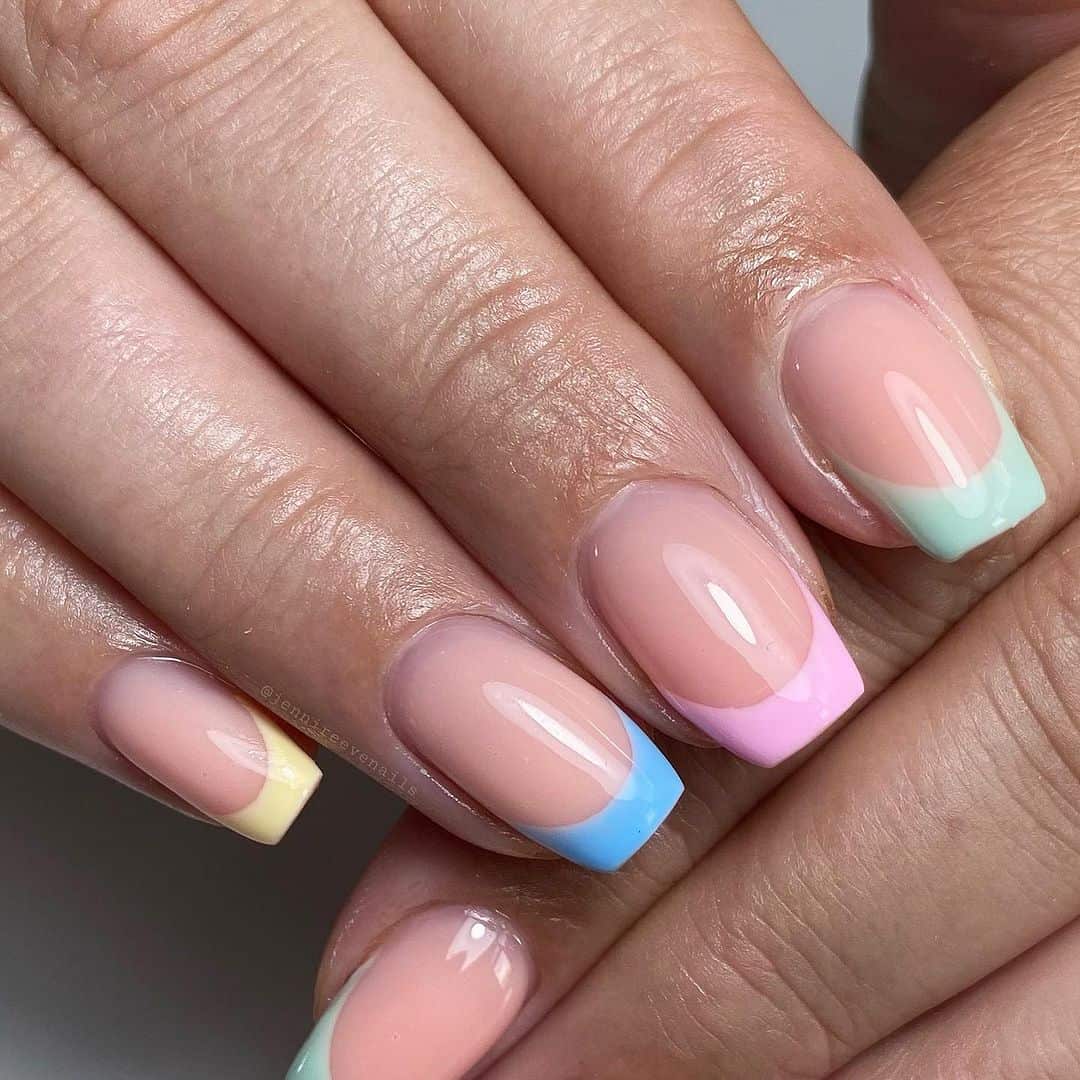 spring nails pastel french tips