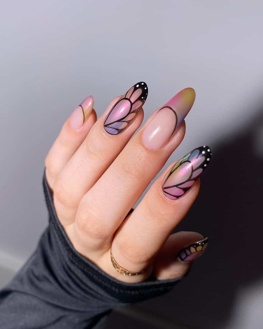 spring nails butterfly design