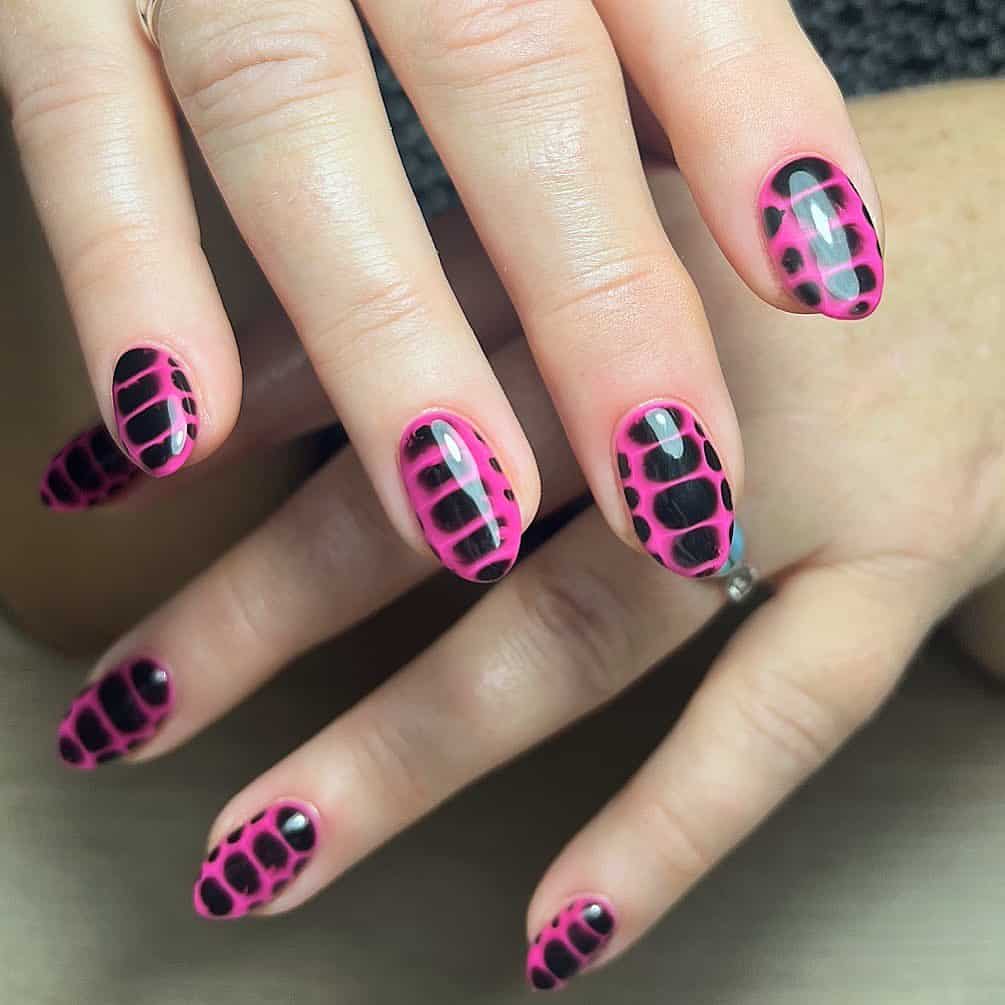 pink snakeskin summer nails