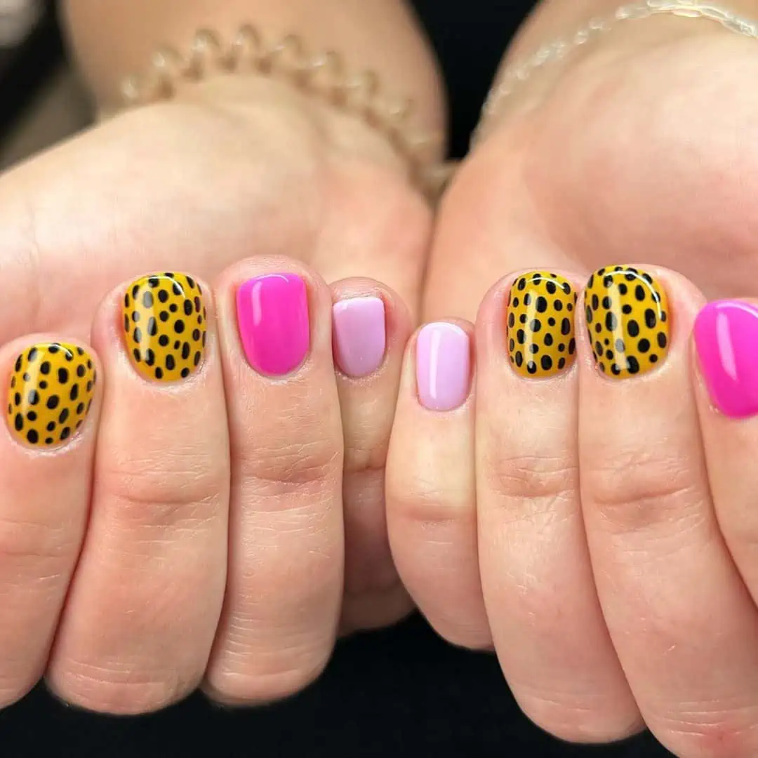 leopard and pink summer nails