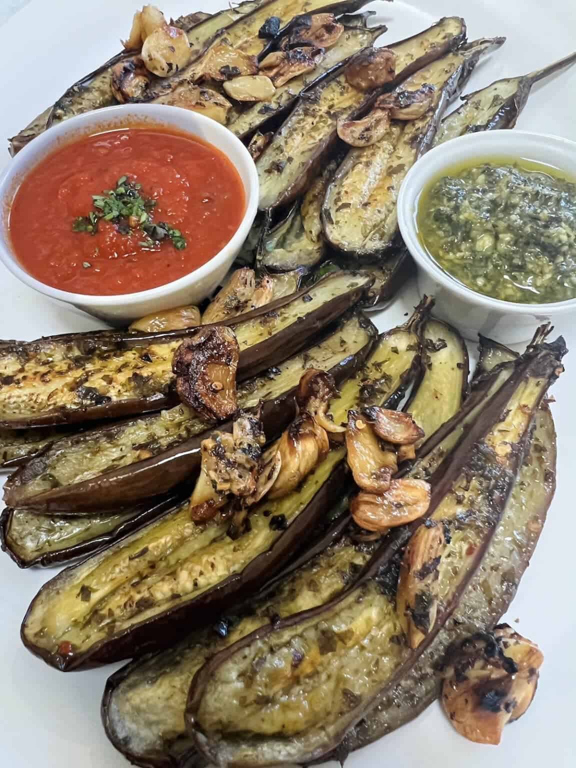 Roasted Baby Eggplant with Crispy Garlic and Herbs