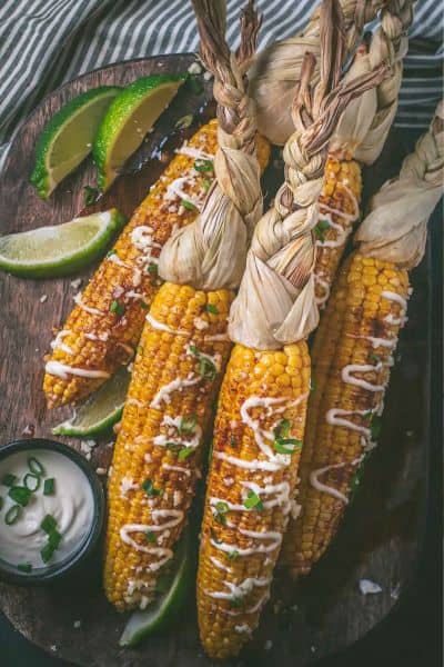 Sweet and Spicy Corn on the Cob with Husks