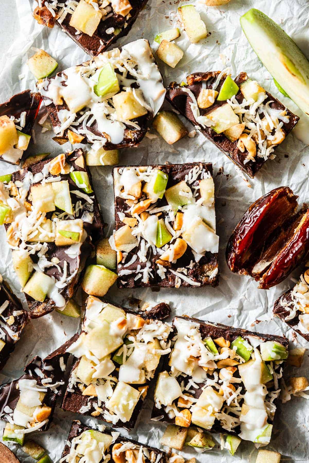 caramel apple date bark picnic snack ideas