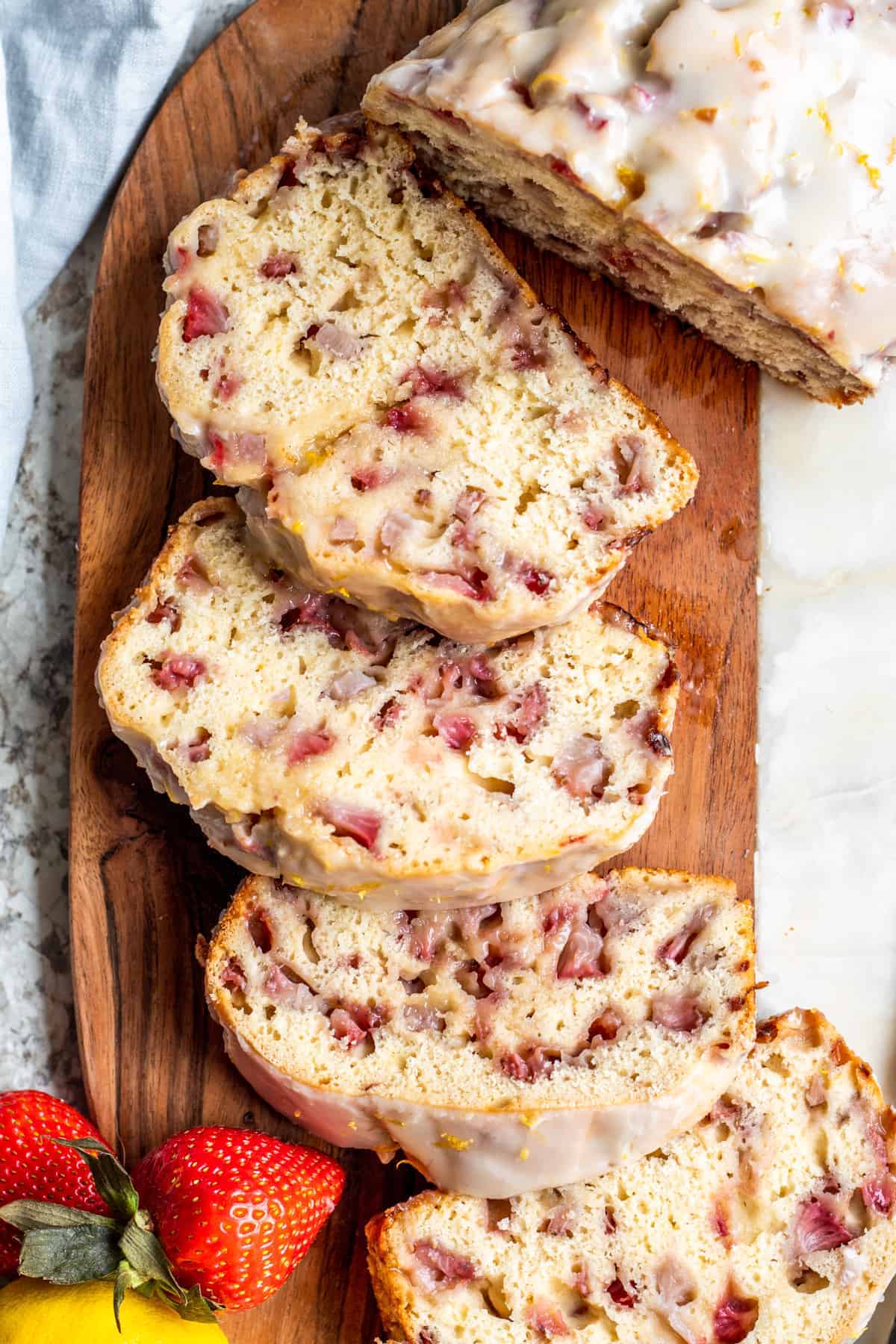 STRAWBERRY LOAF CAKE WITH LEMON GLAZE