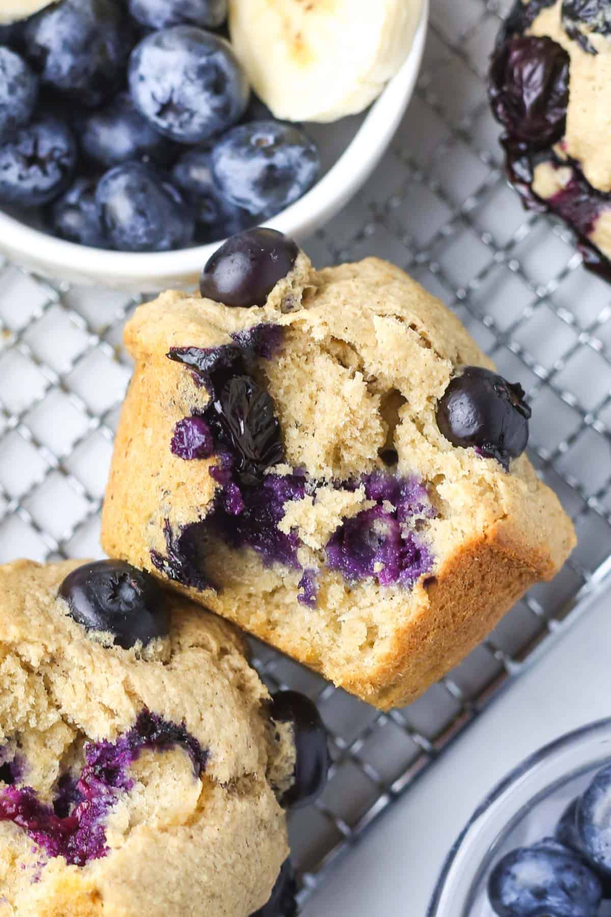 Healthy Banana Blueberry Oatmeal Muffins