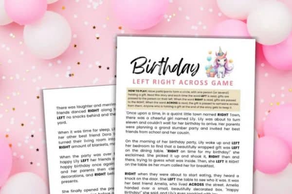 Birthday Left Right Game party games for kids