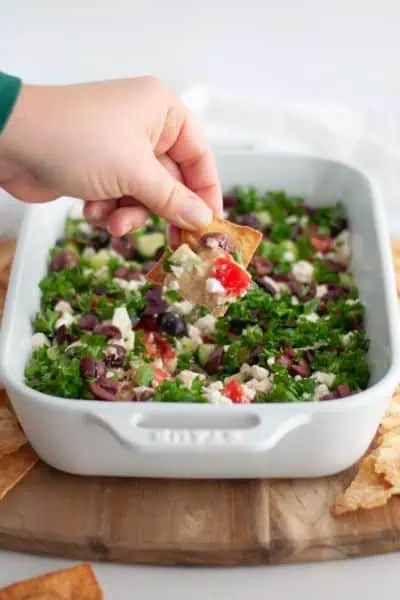 Layered Greek Hummus Dip picnic snack ideas