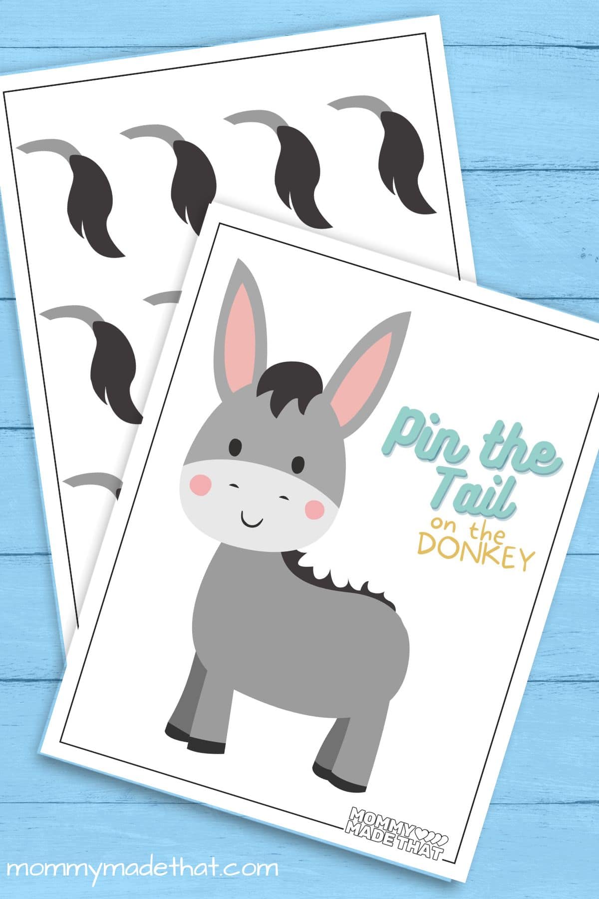 party games for kids Pin the Tail on the Donkey (Cute Free Printable!)