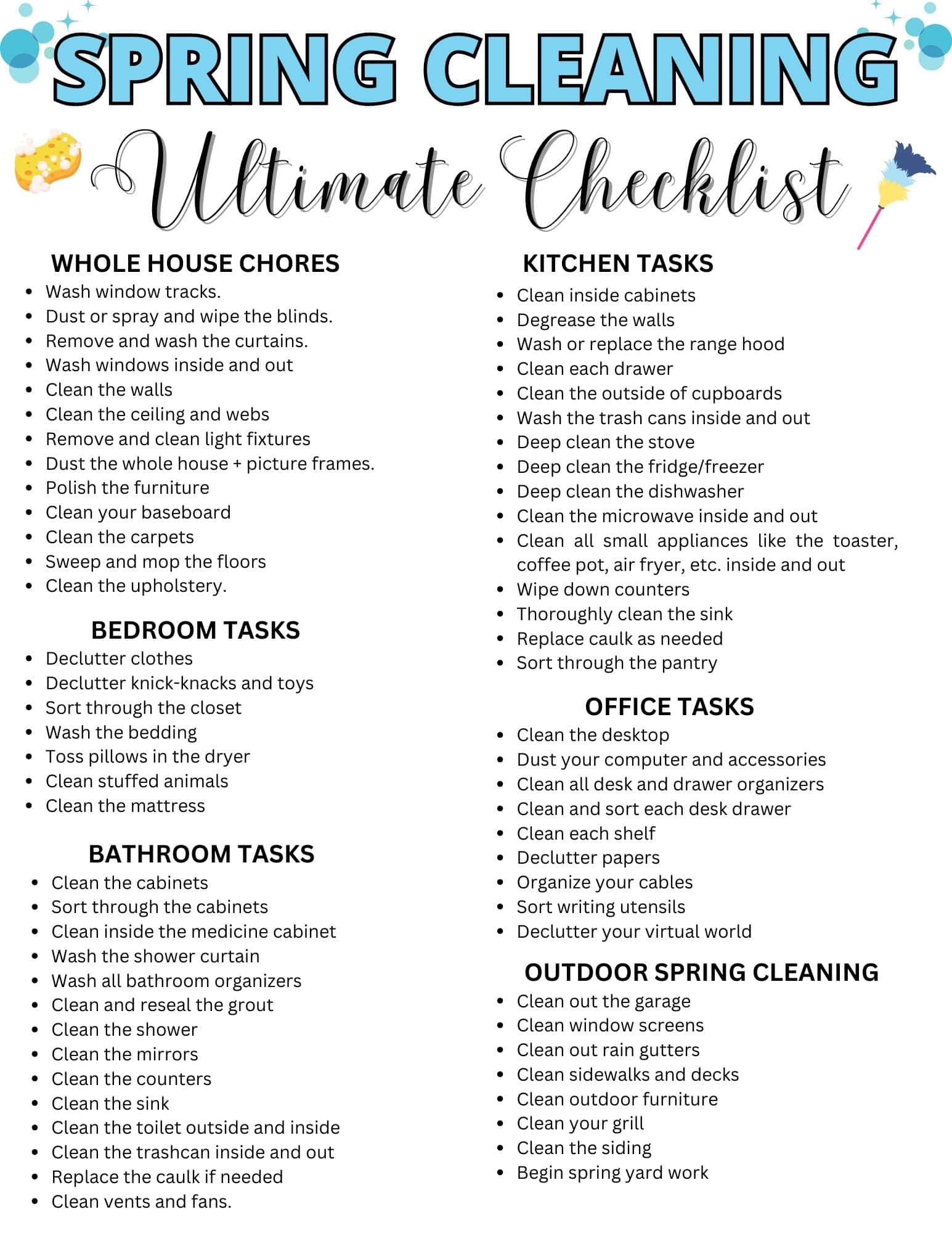 the ultimate free printable spring cleaning checklist