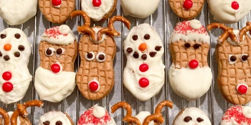 Easy Nutter Butter Reindeer Snowman and Santa Cookies