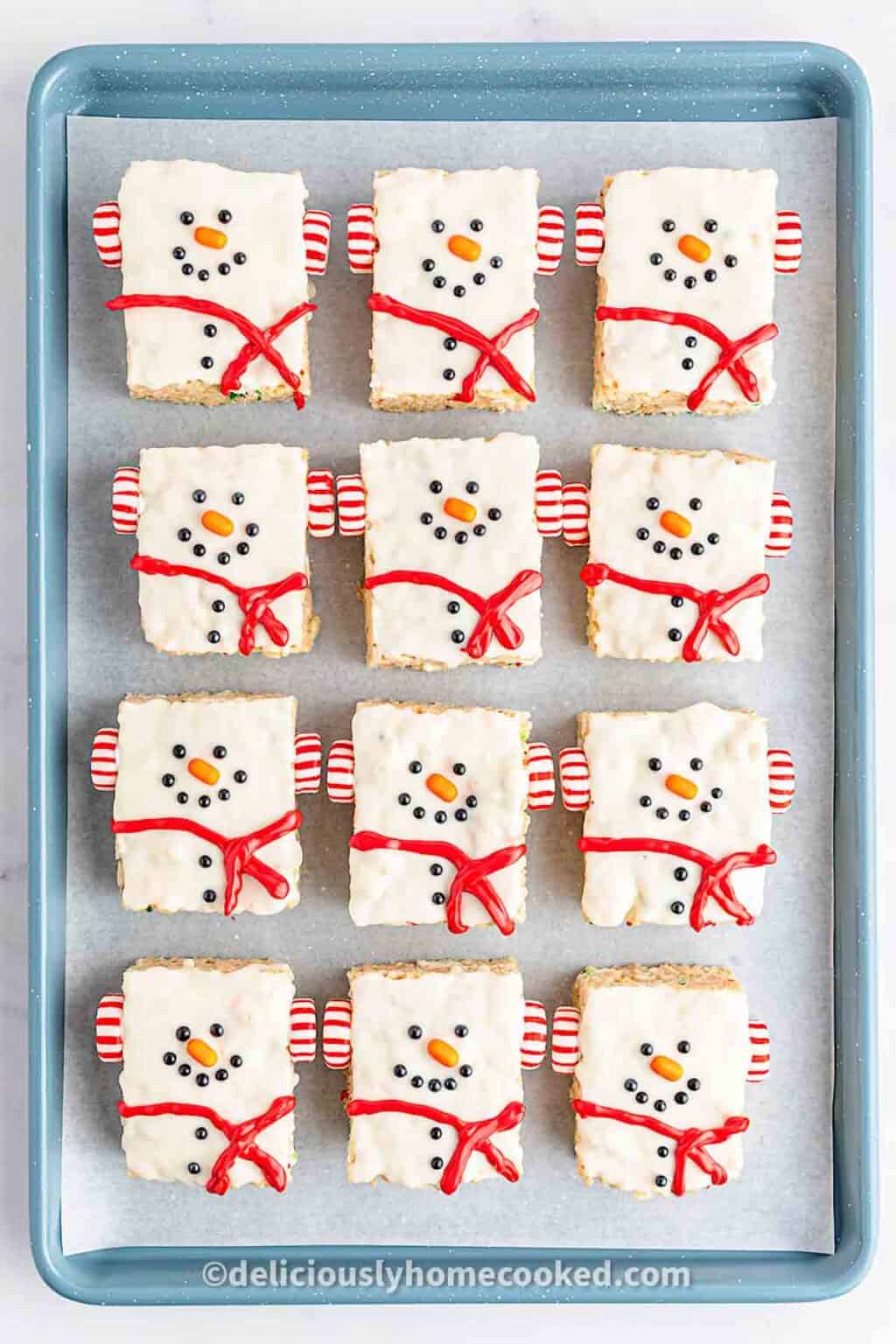 snowman rice krispy treats