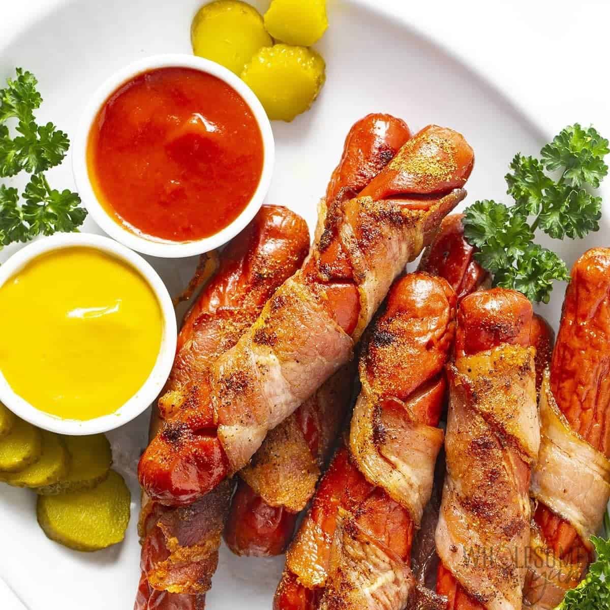 Bacon Wrapped Hot Dogs In The Oven