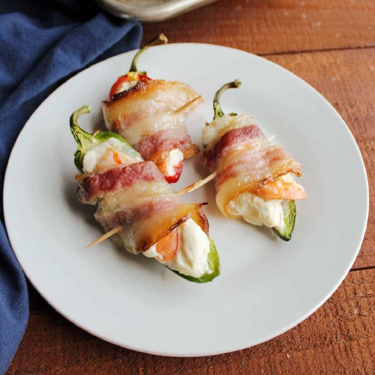Bacon Wrapped Shrimp Jalapeno Poppers