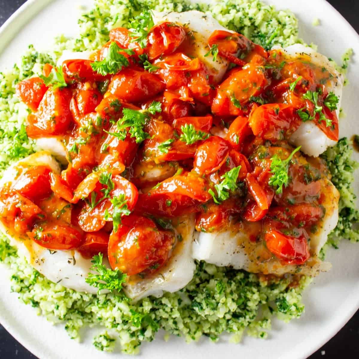 Baked Fish Fillets With Cherry Tomato Sauce