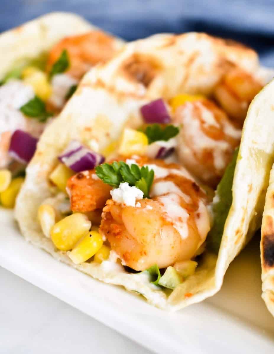 Chili Lime Shrimp Tacos With Mexican Street Corn Salsa