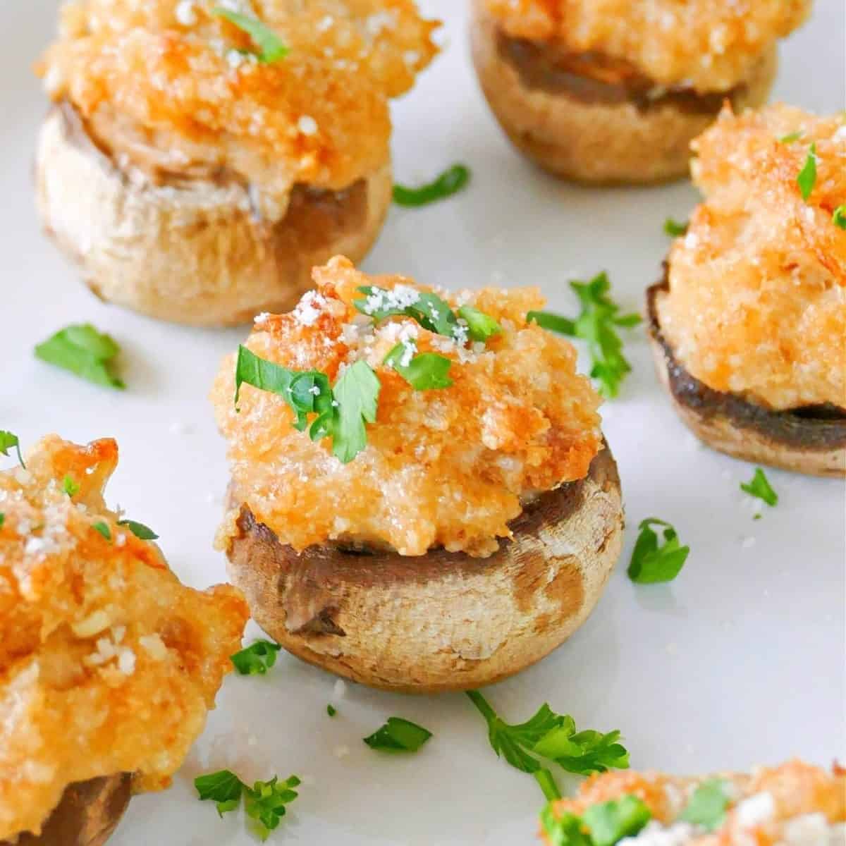 Crab Cake Stuffed Mushrooms