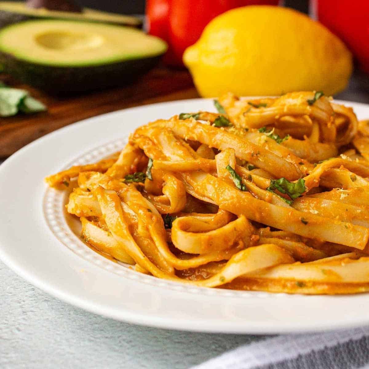 Creamy Roasted Red Pepper And Avocado Sauce Vegan