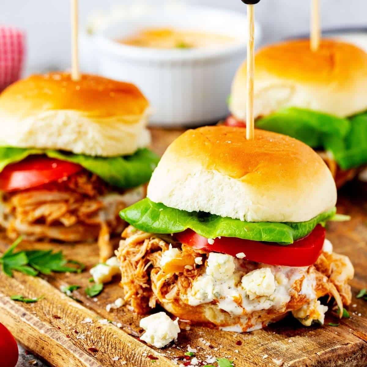 Crockpot Buffalo Chicken Sliders