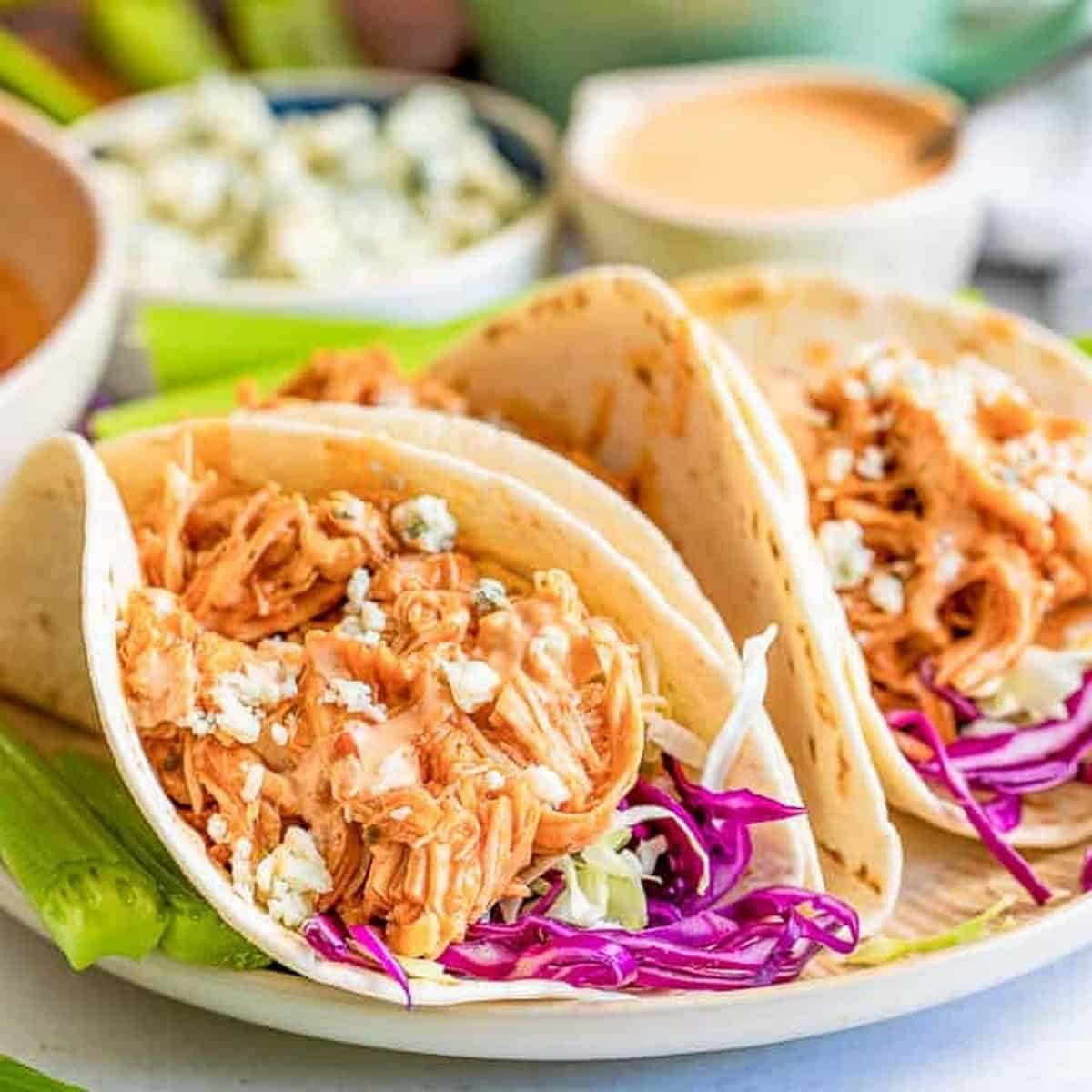 Crockpot Buffalo Chicken Tacos