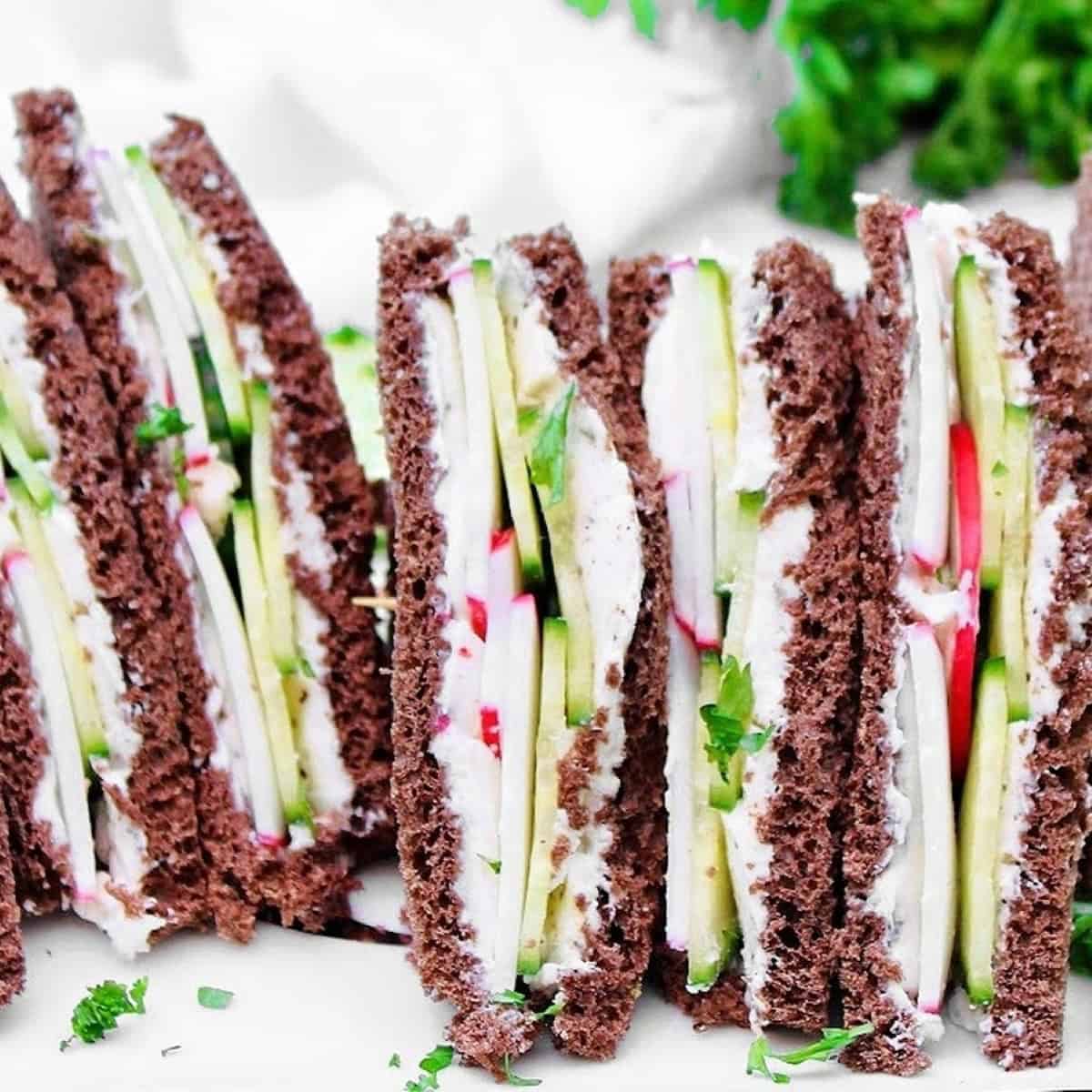 Cucumber And Radish Tea Sandwiches