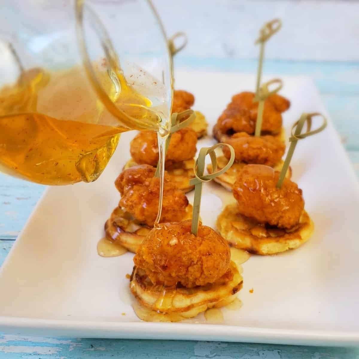 Easy Mini Chicken And Waffles With Hot Honey