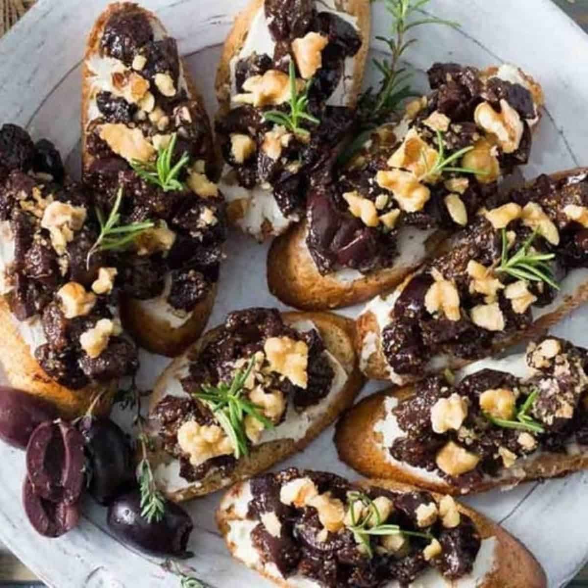 Fig And Olive Tapenade Crostini With Walnuts