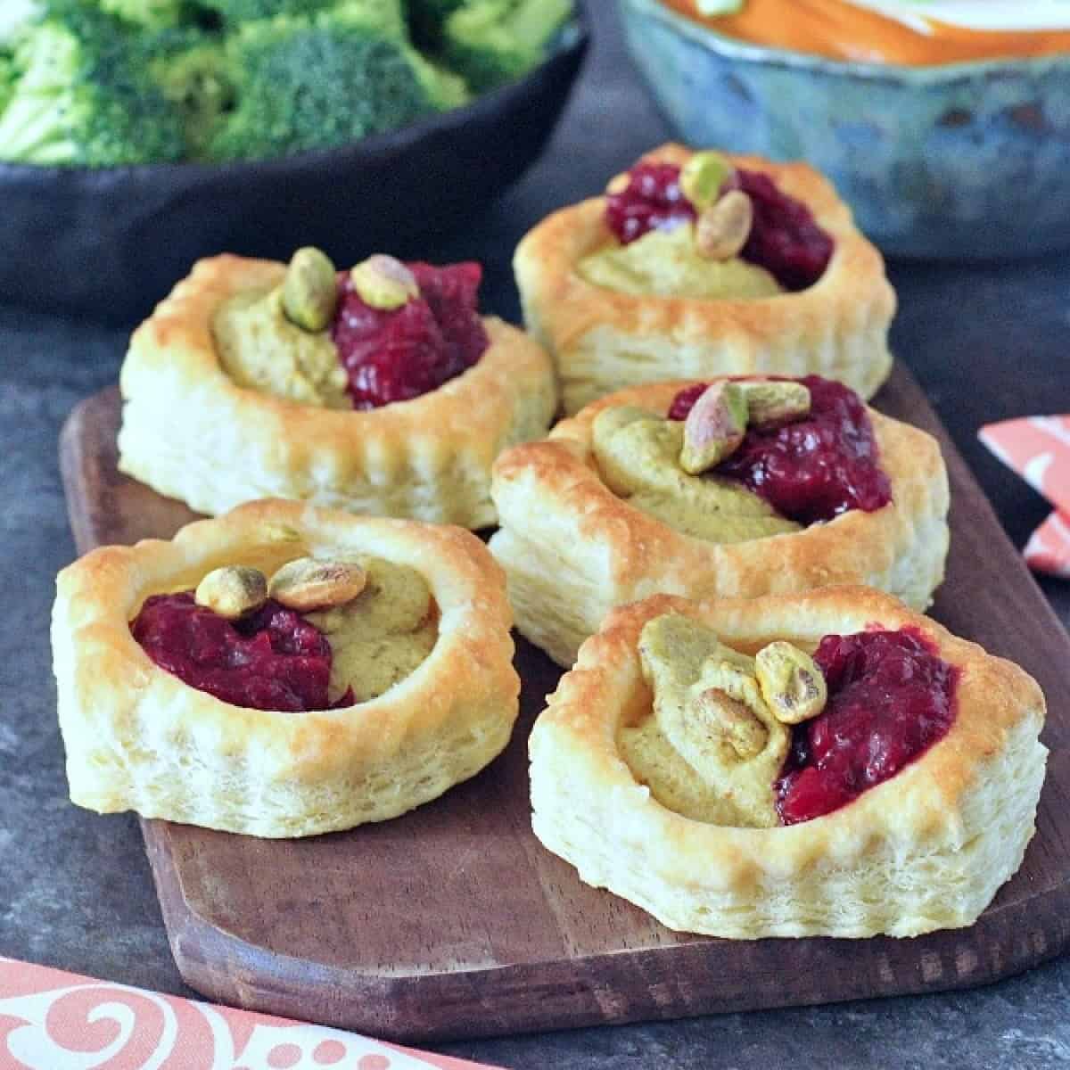 Garlic Pistachio Cranberry Tarts